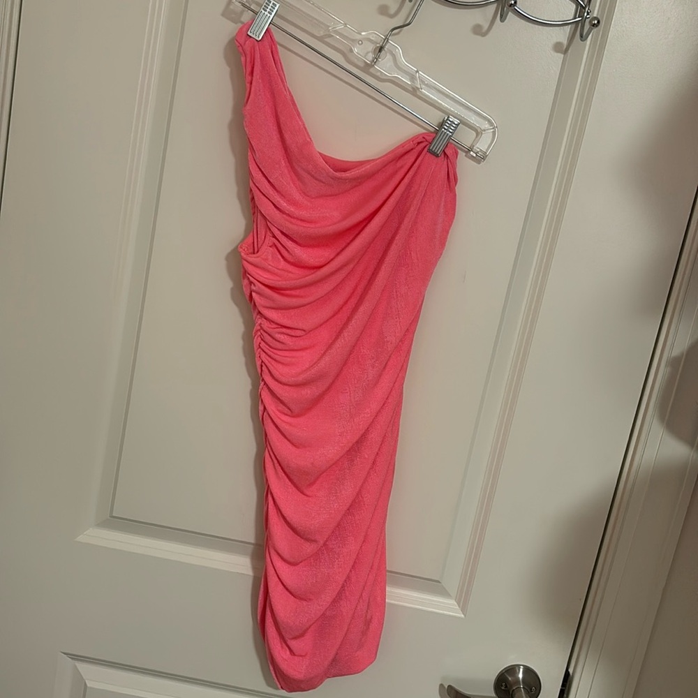 One Shoulder Hot Pink Dress